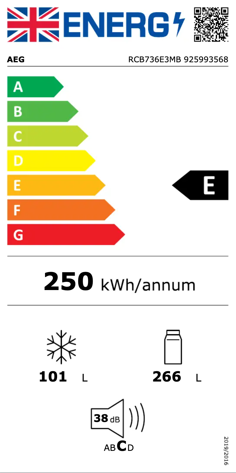 Page n°1 - Label énergétique AEG RCB736E3MB