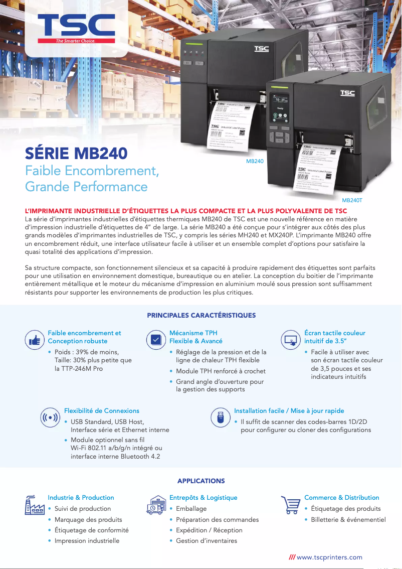 Page n°1 - Fiche technique TSC MB240