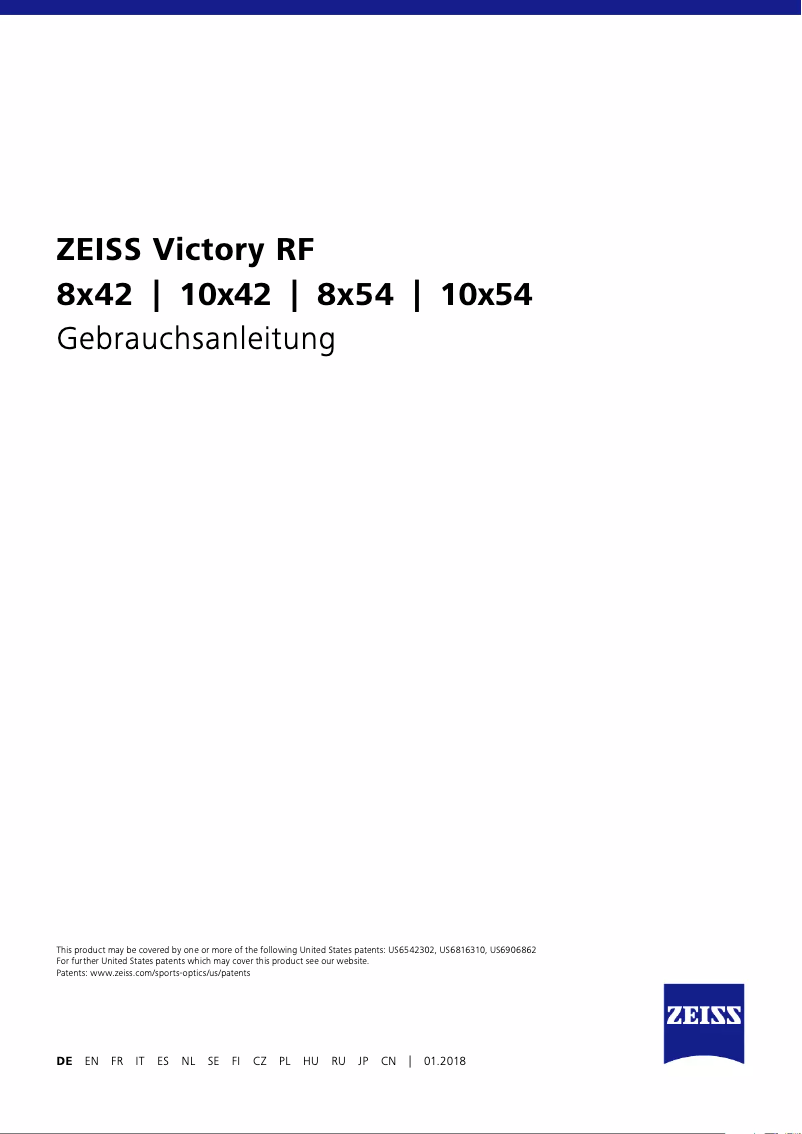 Image de la première page du manuel de l'appareil Victory RF 8x54