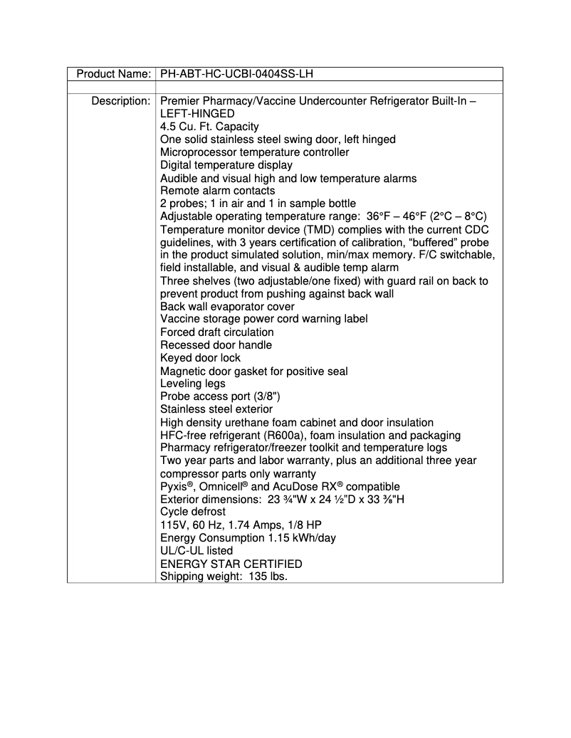 Page 1 de la notice Manuel utilisateur American BioTech Supply ABT-HC-UCBI-0404SS-LH