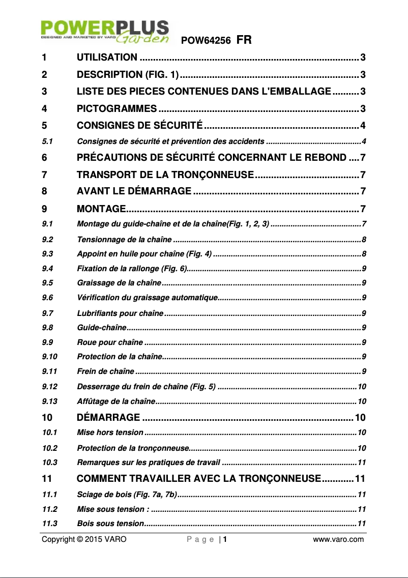 Image de la première page du manuel de l'appareil POW64256
