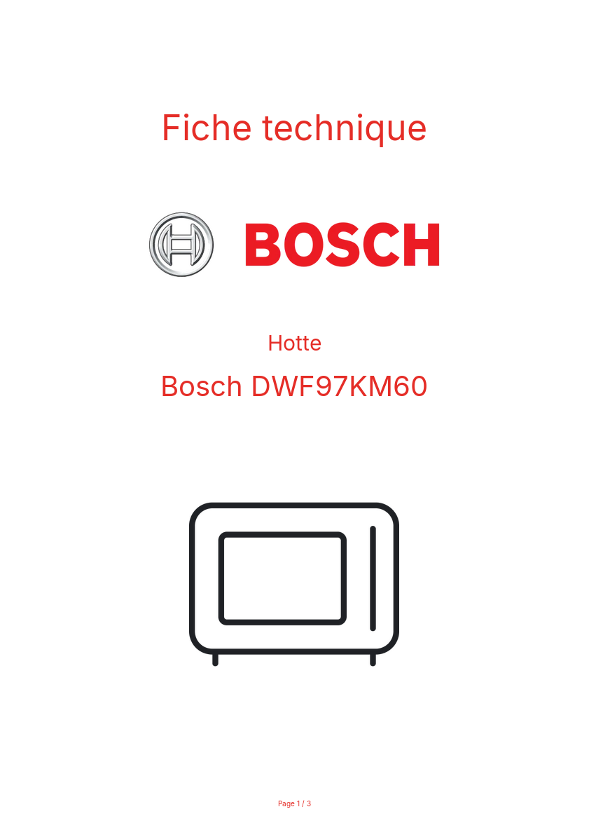 Page n°1 - Fiche technique Bosch DWF97KM60