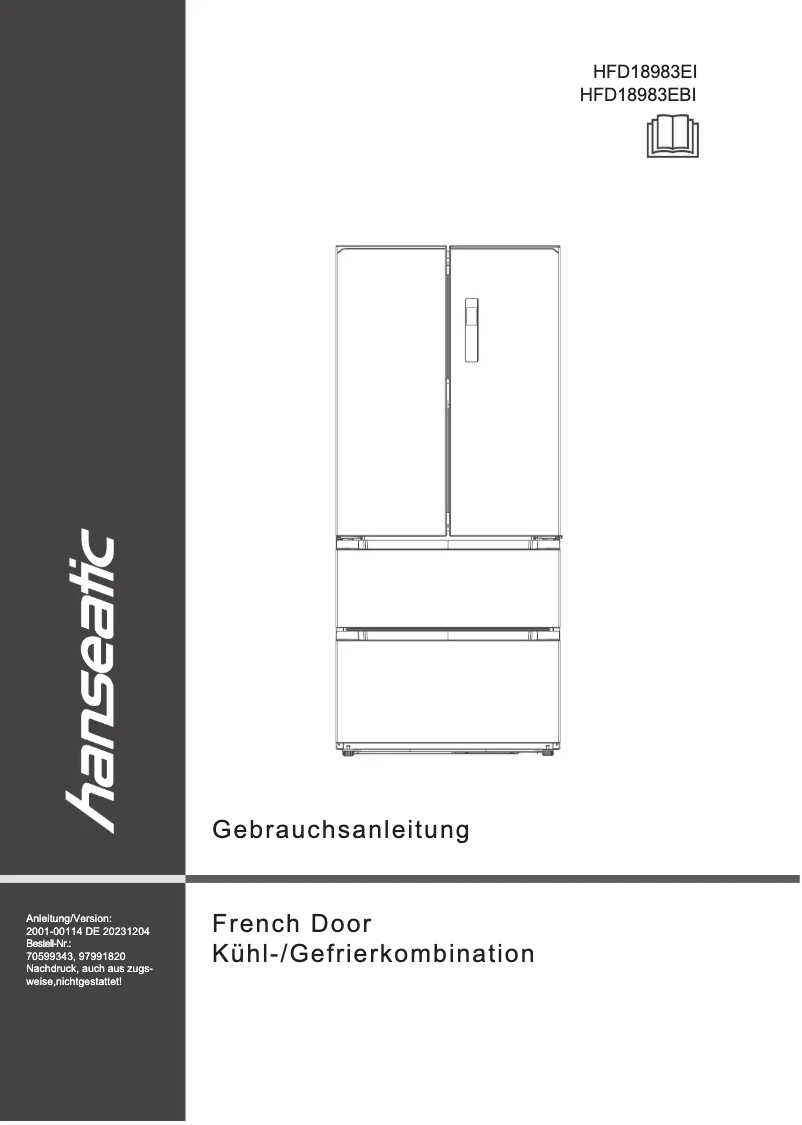 Imagen de la primera página del manual del dispositivo HFD18983EI