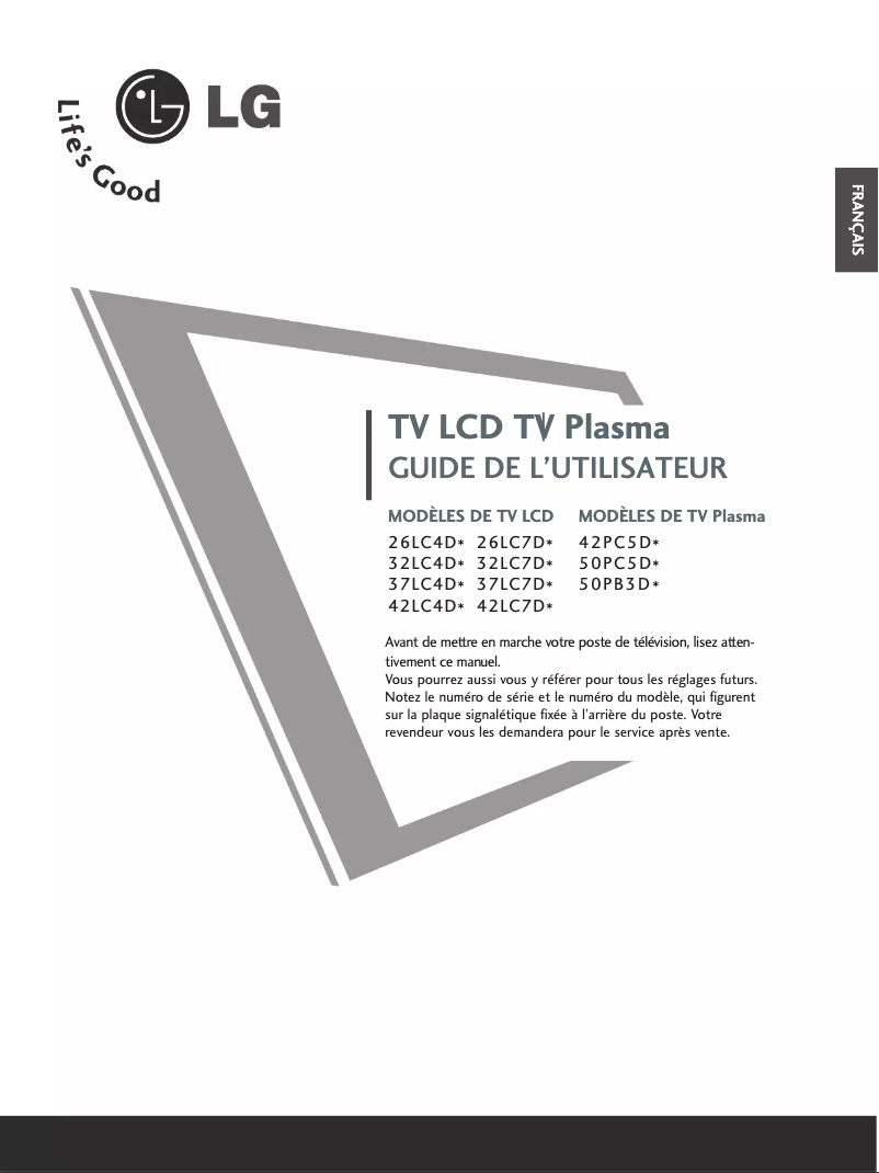 Page n°1 - Manuel utilisateur LG 50PC5D1