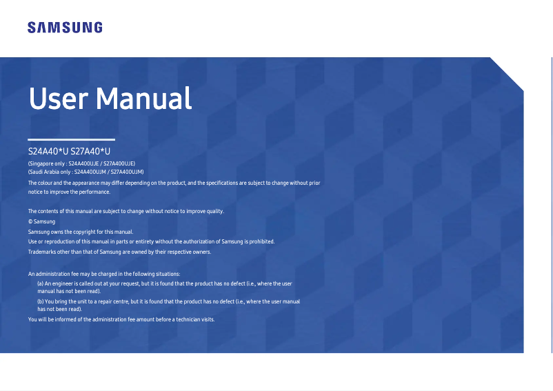 Image de la première page du manuel de l'appareil S27A400UJE