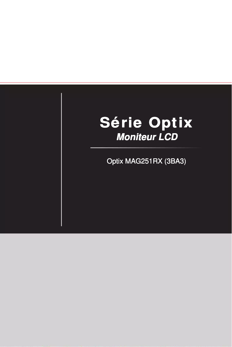 Page 1 de la notice Manuel utilisateur MSI Optix MAG251RX