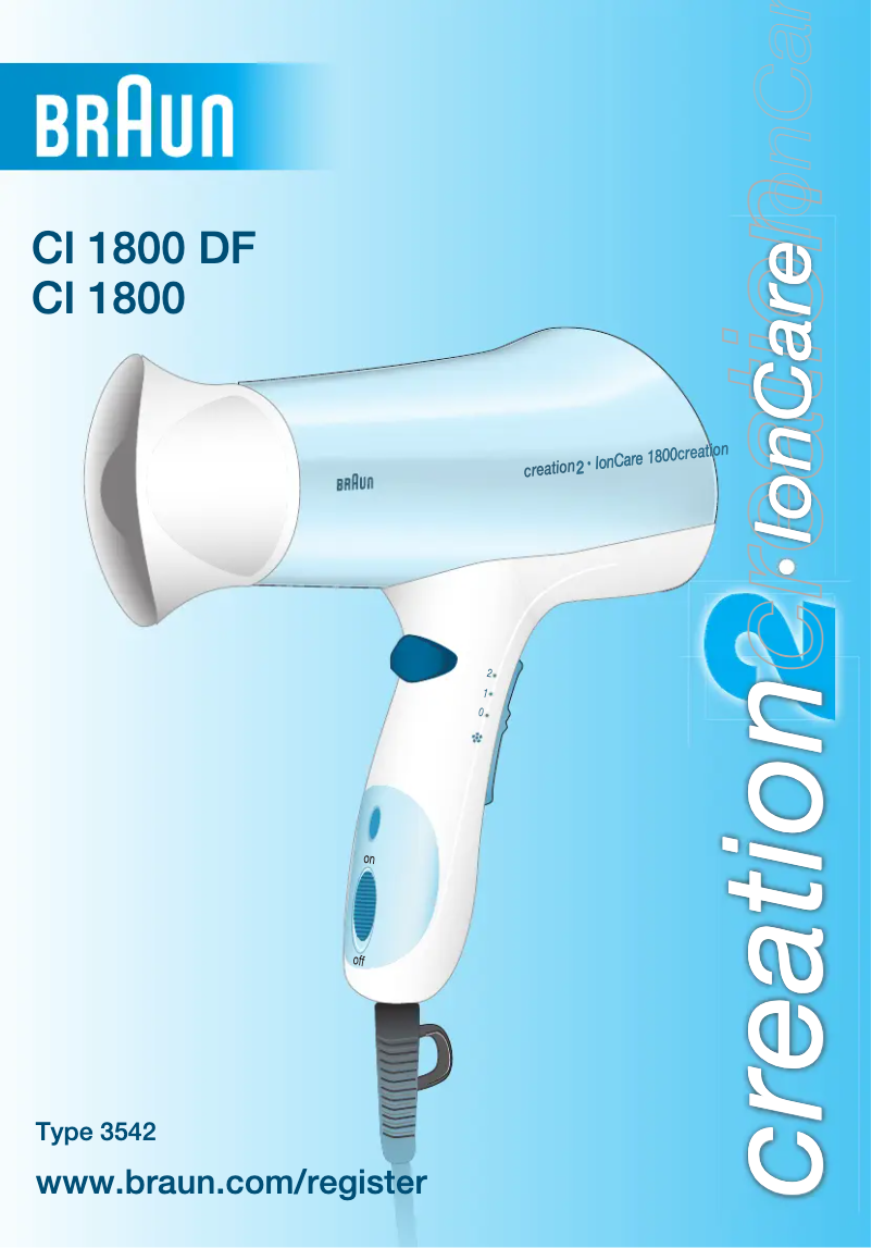 Page n°1 - Manuel utilisateur Braun Creation 2 CI 1800 DF