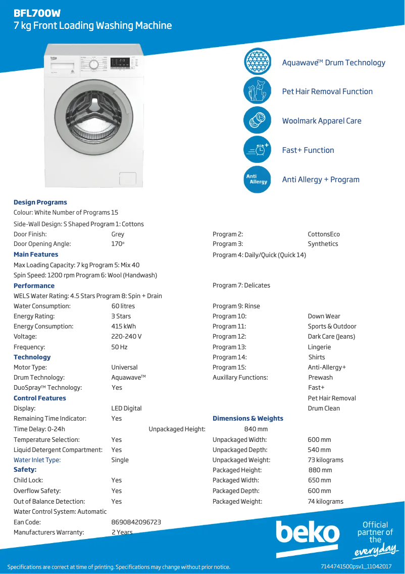 Image de la première page du manuel de l'appareil BFL 700 W