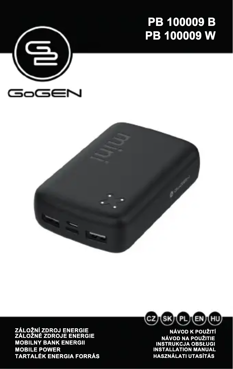 Page n°1 - Manuel utilisateur GoGen PB100009B