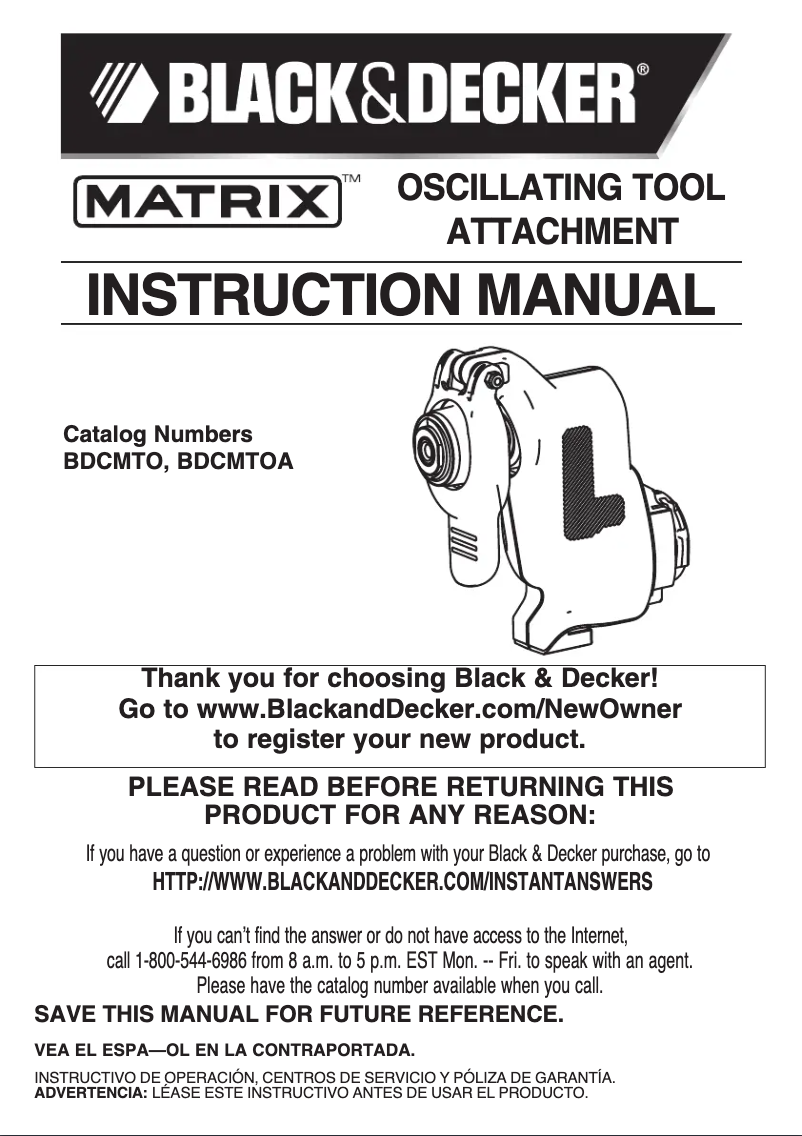 Page 1 de la notice Manuel utilisateur Black & Decker Matrix BDCMTOA