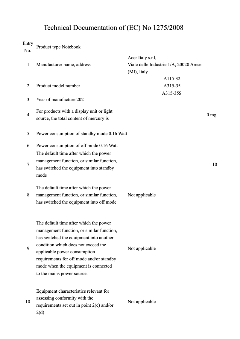 Page n°1 - Fiche technique Acer Aspire 3