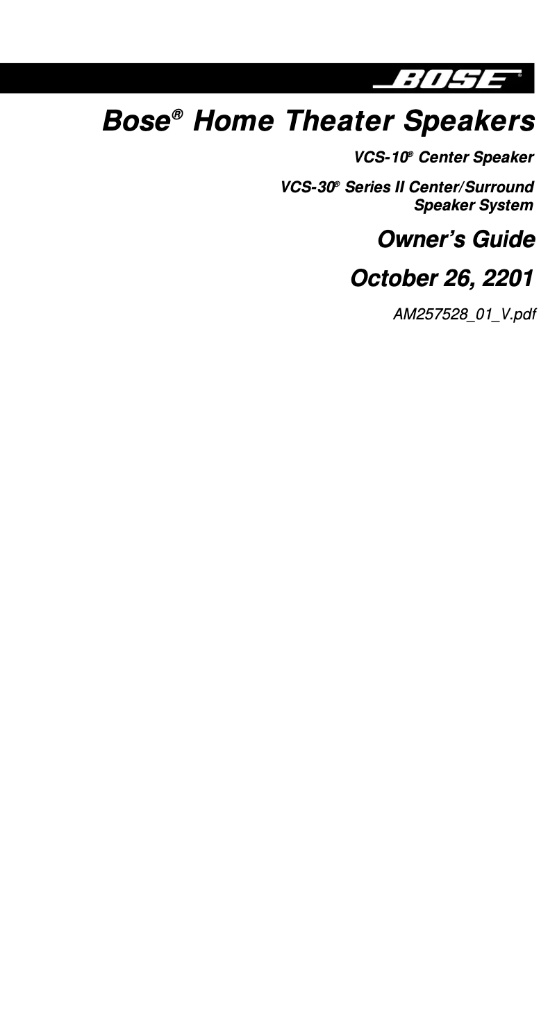 Page 1 de la notice Manuel utilisateur Bose VCS-10