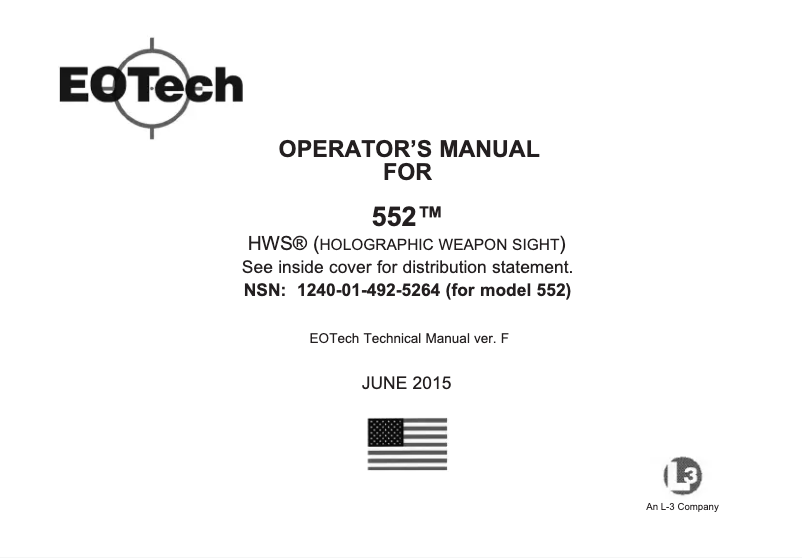 Page 1 de la notice Manuel utilisateur EOTech 552