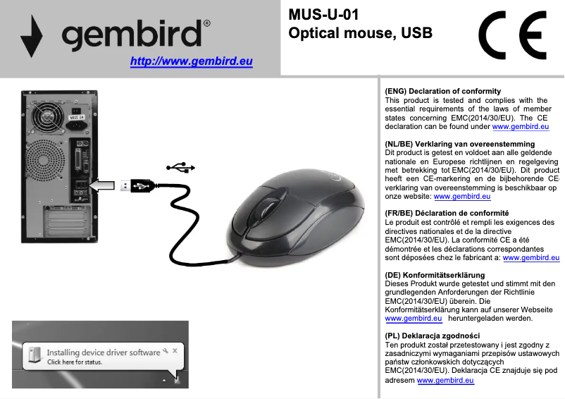 Page n°1 - Manuel utilisateur Gembird MUS-U-01