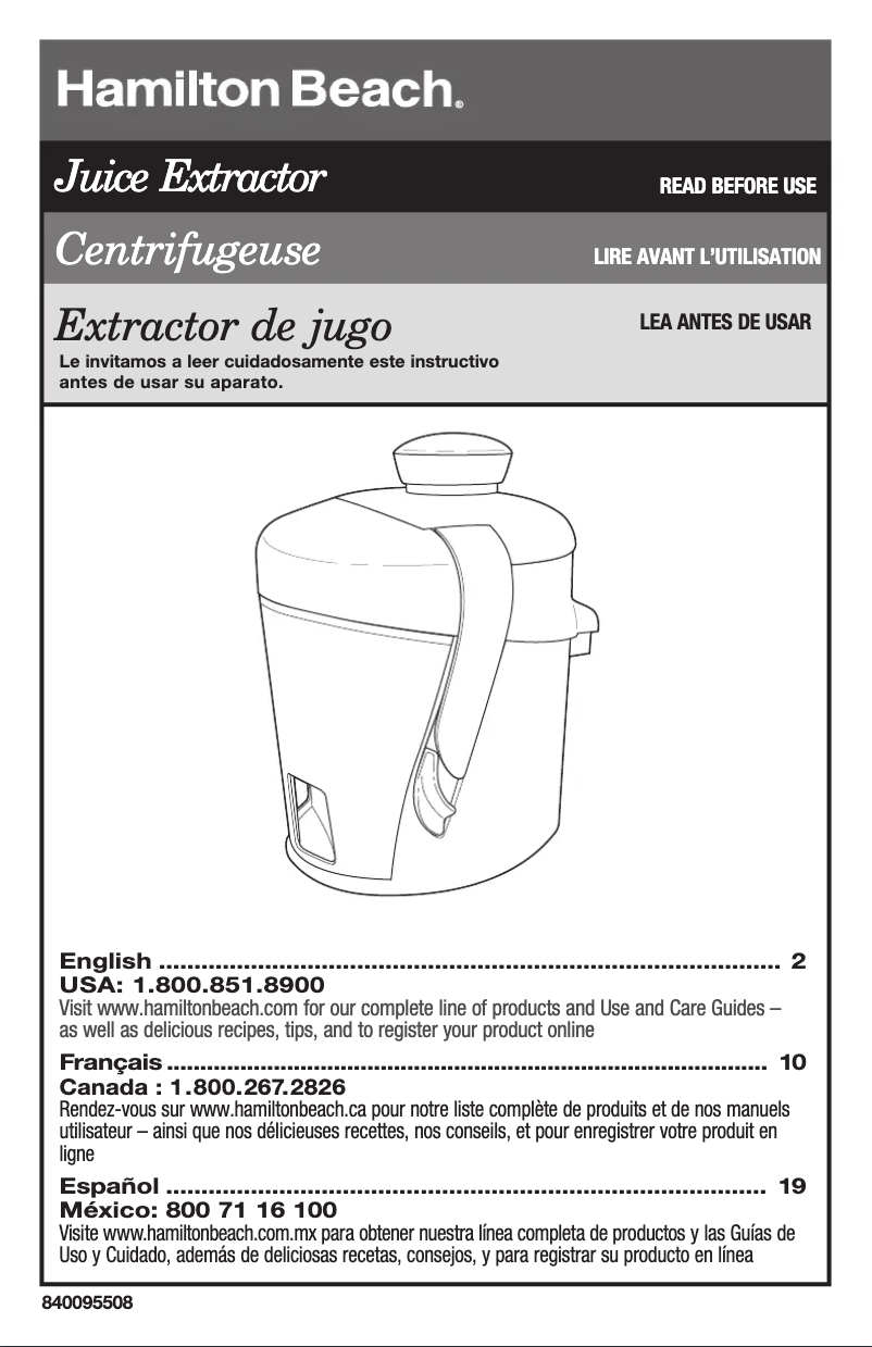 Page 1 de la notice Manuel utilisateur Hamilton Beach 67801