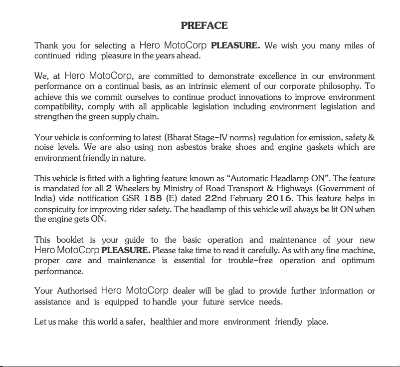 Page 1 de la notice Manuel utilisateur Hero Pleasure (2017)