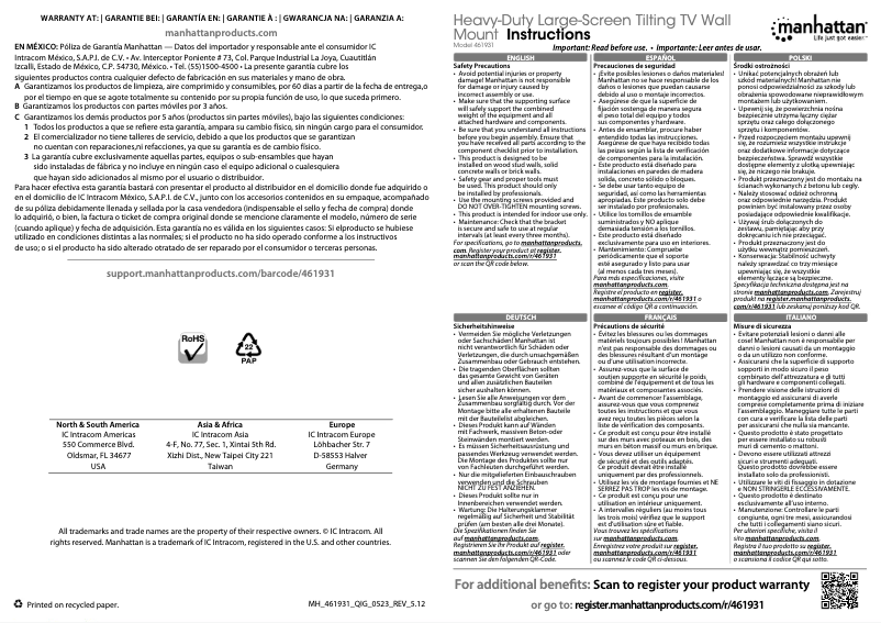 Page 1 de la notice Manuel utilisateur Manhattan 461931