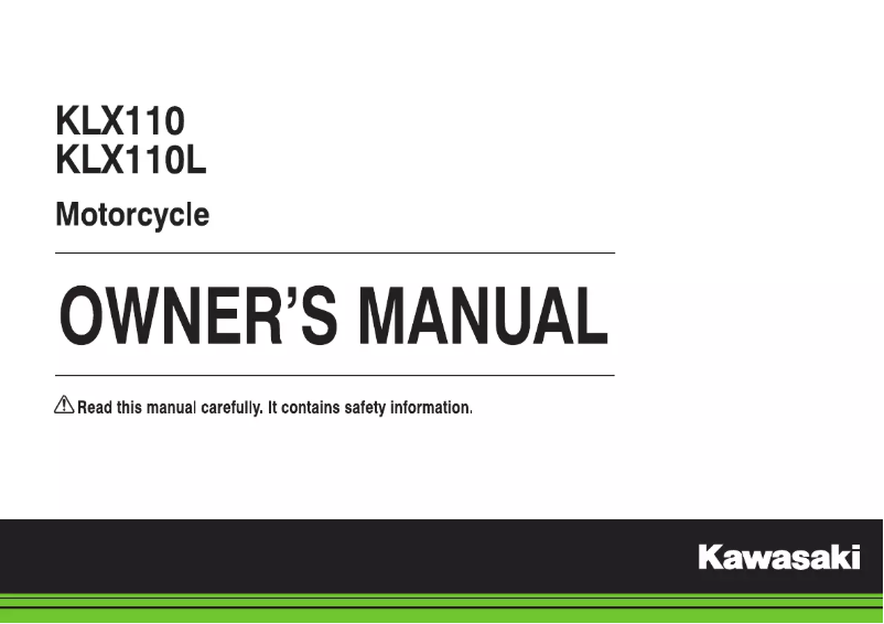 Page 1 de la notice Manuel utilisateur Kawasaki KLX110 (2018)