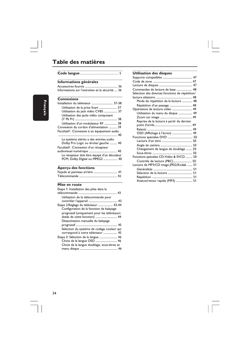 Page 1 de la notice Manuel utilisateur Philips DVP3005