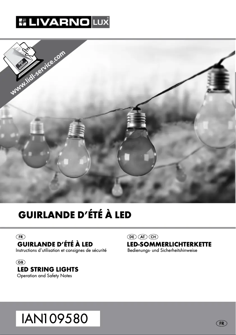 Page 1 de la notice Manuel utilisateur Livarno Lux IAN 109580