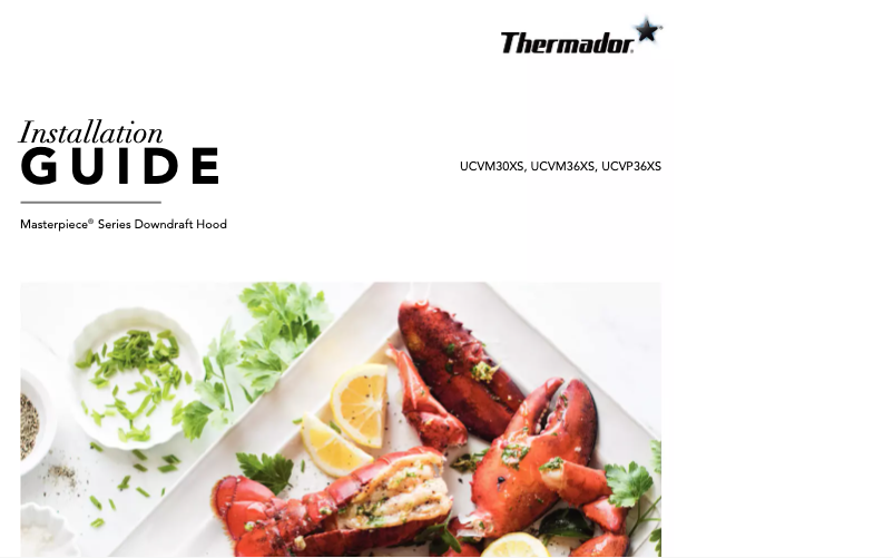 Página 1 del manual Guía de instalación Thermador UCVP36XS