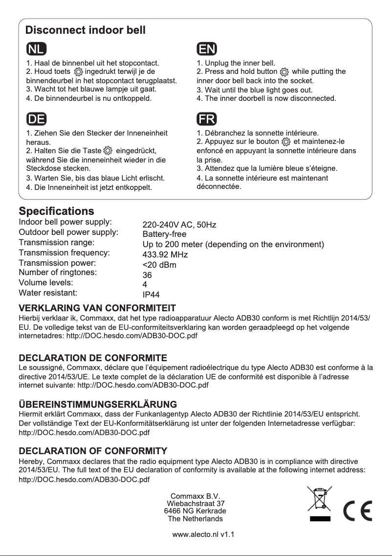 Image de la première page du manuel de l'appareil ADB30