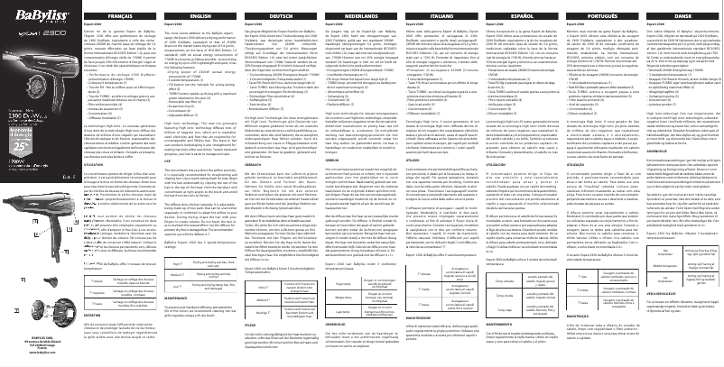 Page 1 de la notice Manuel utilisateur BaByliss D361E