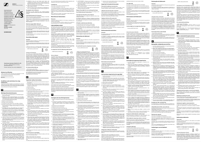 Page 1 de la notice Instructions de sécurité Sennheiser ACA 3