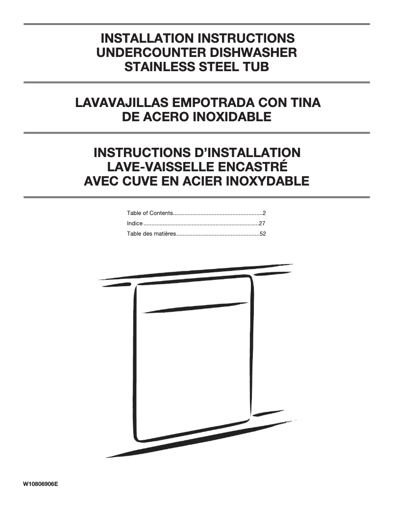 Page 1 de la notice Guide d'installation JennAir JDTSS247HS