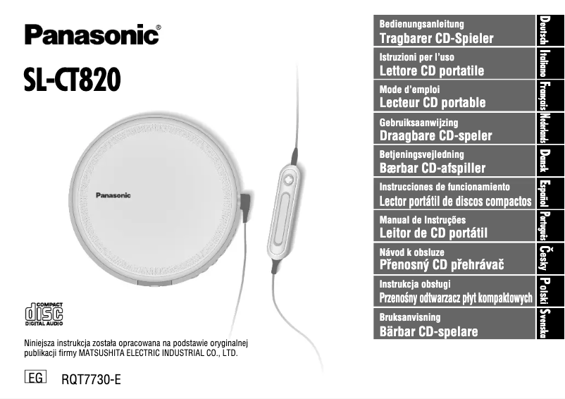 Page 1 de la notice Manuel utilisateur Panasonic SL-CT820