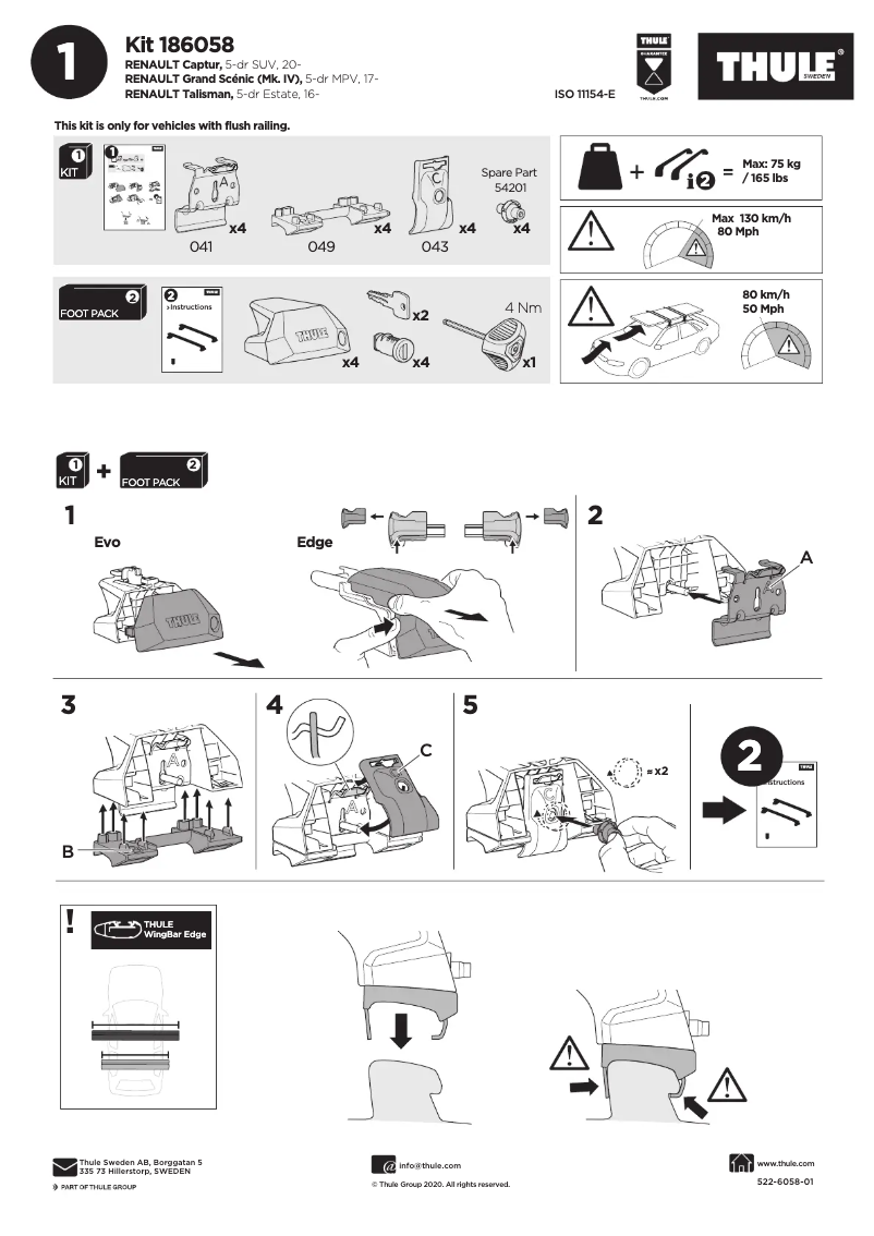 Page n°1 - Manuel utilisateur Thule Kit 186058