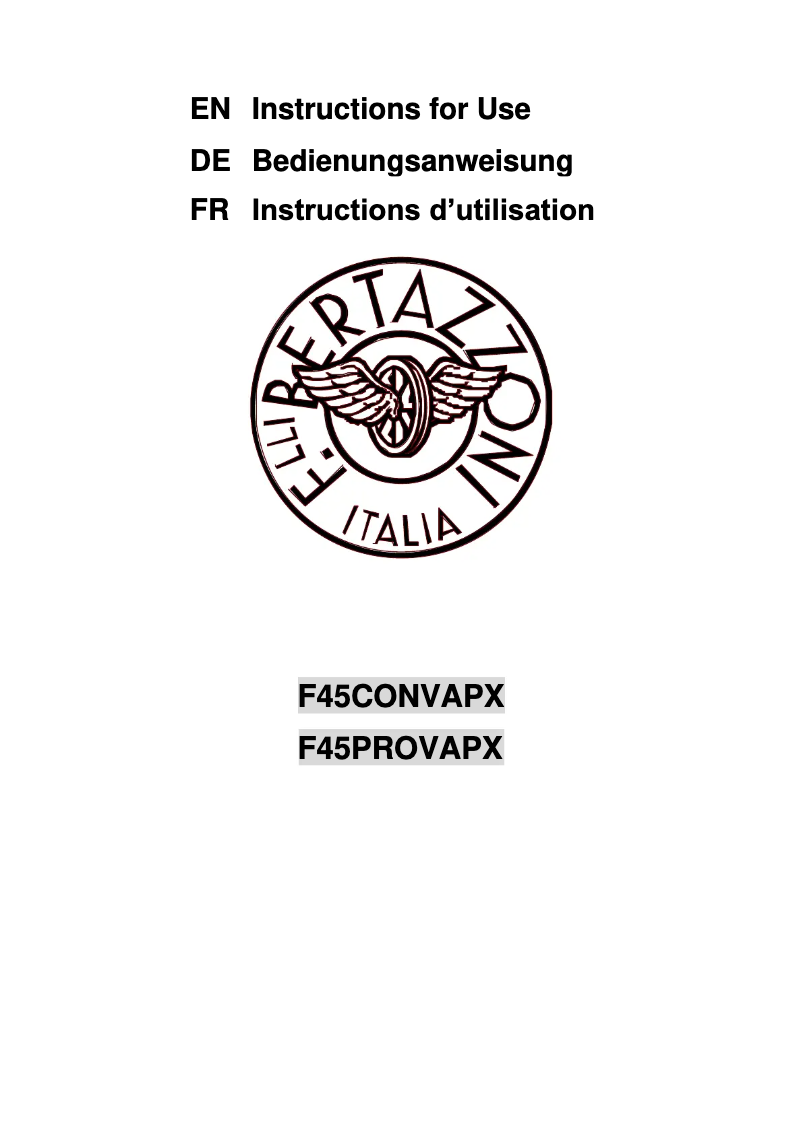 Image de la première page du manuel de l'appareil F45 PRO VAP X