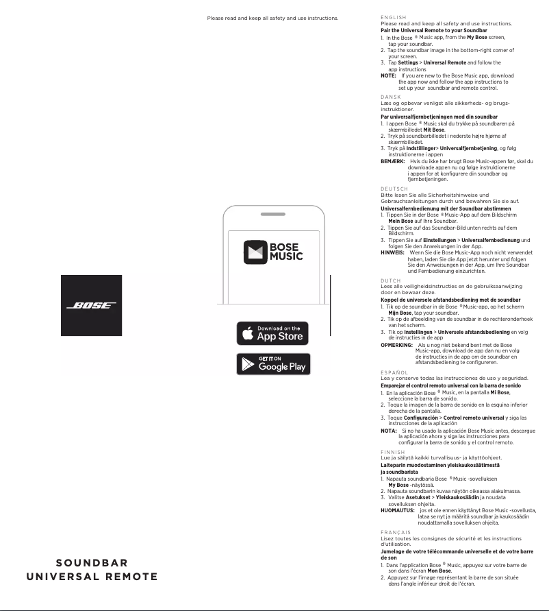 Page 1 de la notice Manuel utilisateur Bose Soundbar