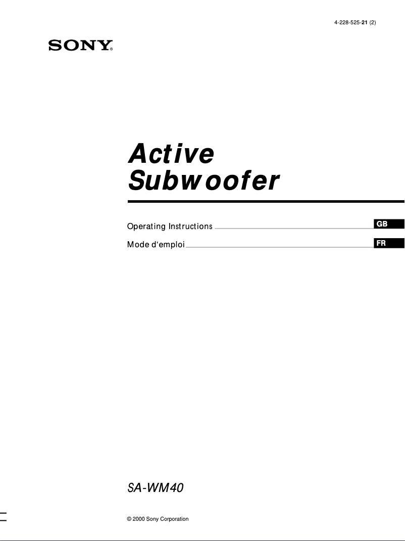 Page n°1 - Manuel utilisateur Sony SA-WM40