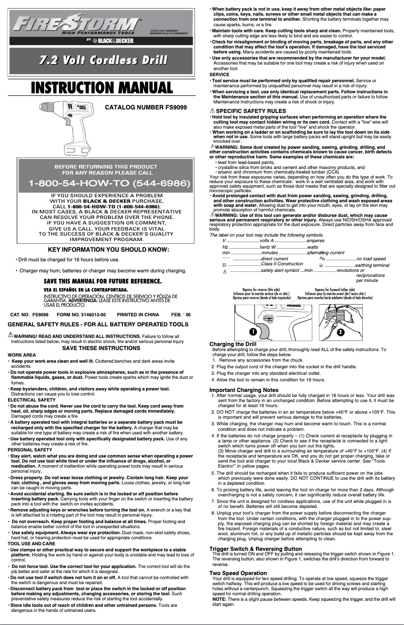 Page 1 de la notice Manuel utilisateur Black & Decker FS9099