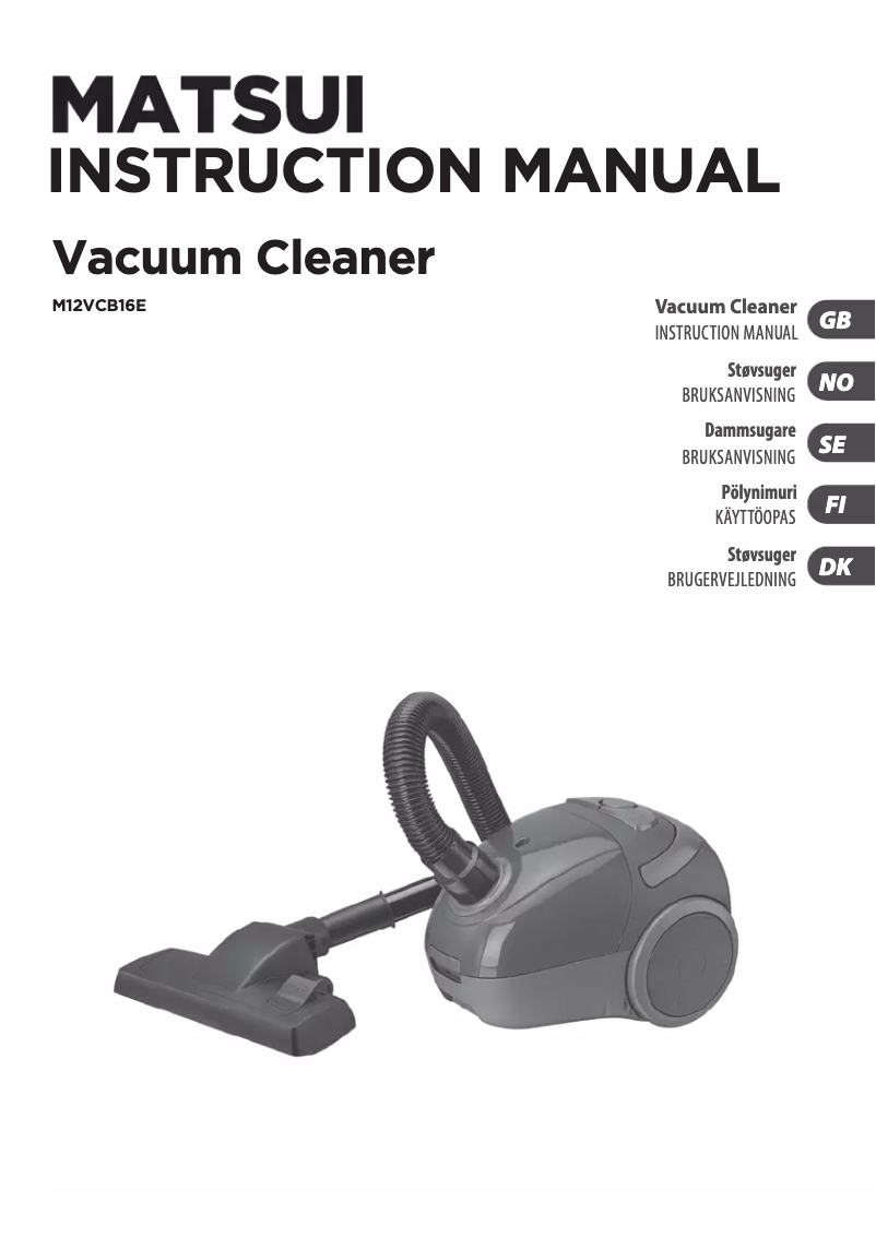 Page 1 de la notice Manuel utilisateur Matsui M12VCB16E