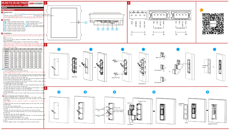Page n°1 - Guide de démarrage rapide Hikvision DS-KD-TDE