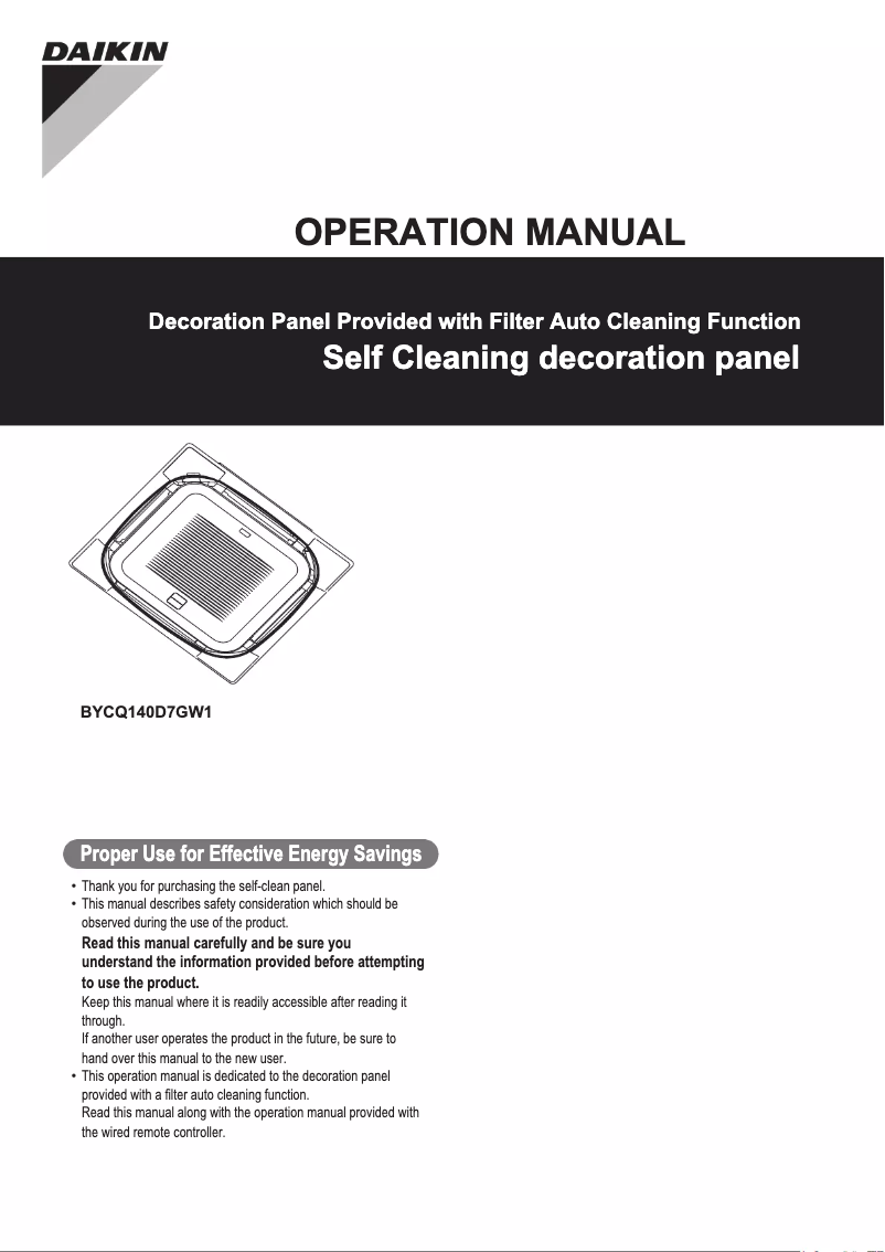 Page 1 de la notice Manuel utilisateur Daikin BYCQ140D7GW1