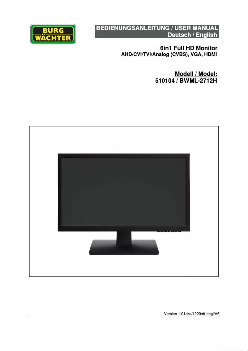 Image de la première page du manuel de l'appareil BWML-2712H