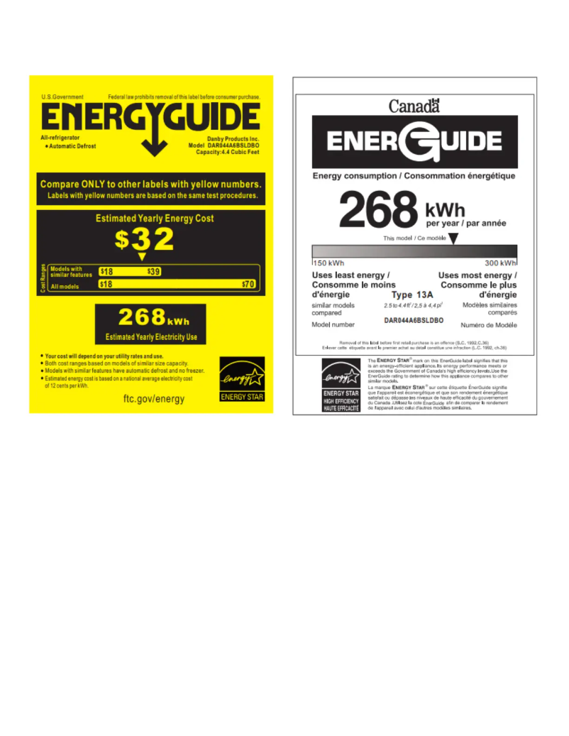 Page n°1 - Label énergétique Danby DAR044A6BSLDBO