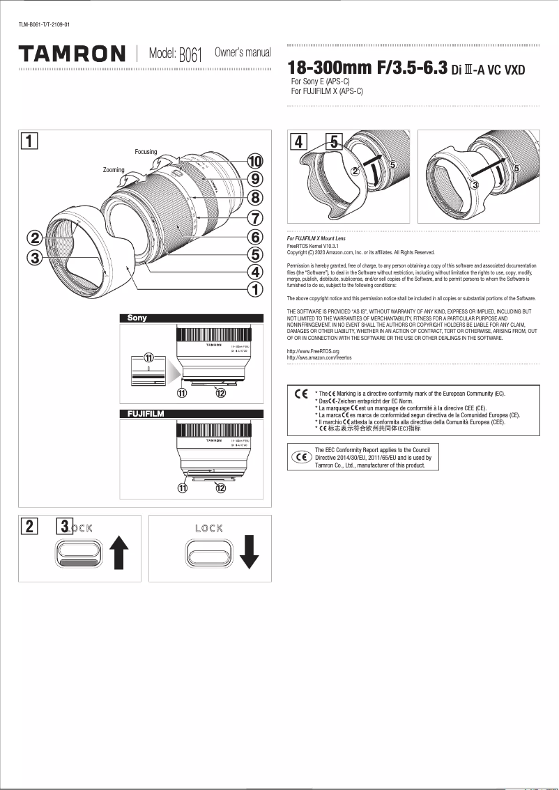 Page n°1 - Manuel utilisateur Tamron AF 18-300mm f / 3.5-6.3 Di III-A VC