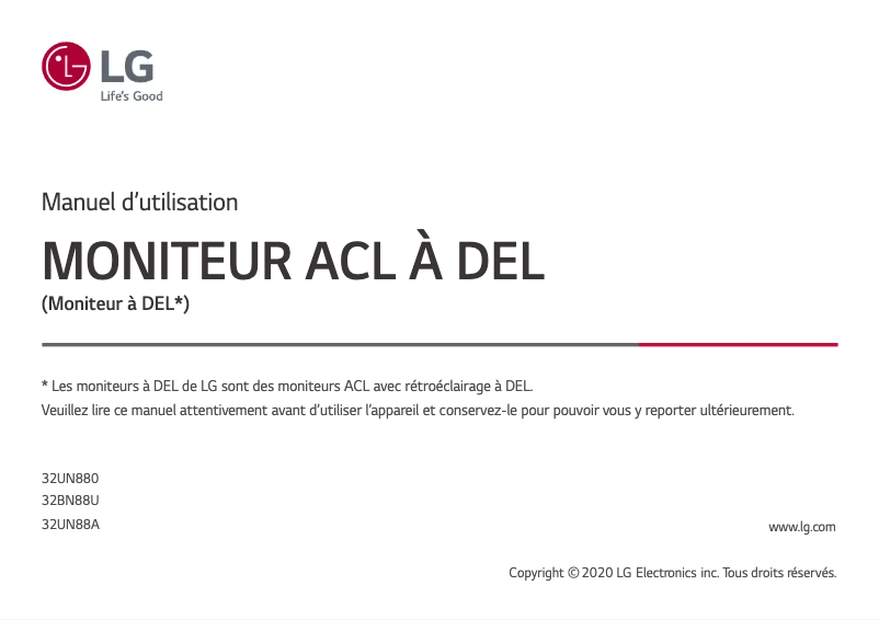 Page n°1 - Manuel utilisateur LG UltraFine 32UN880
