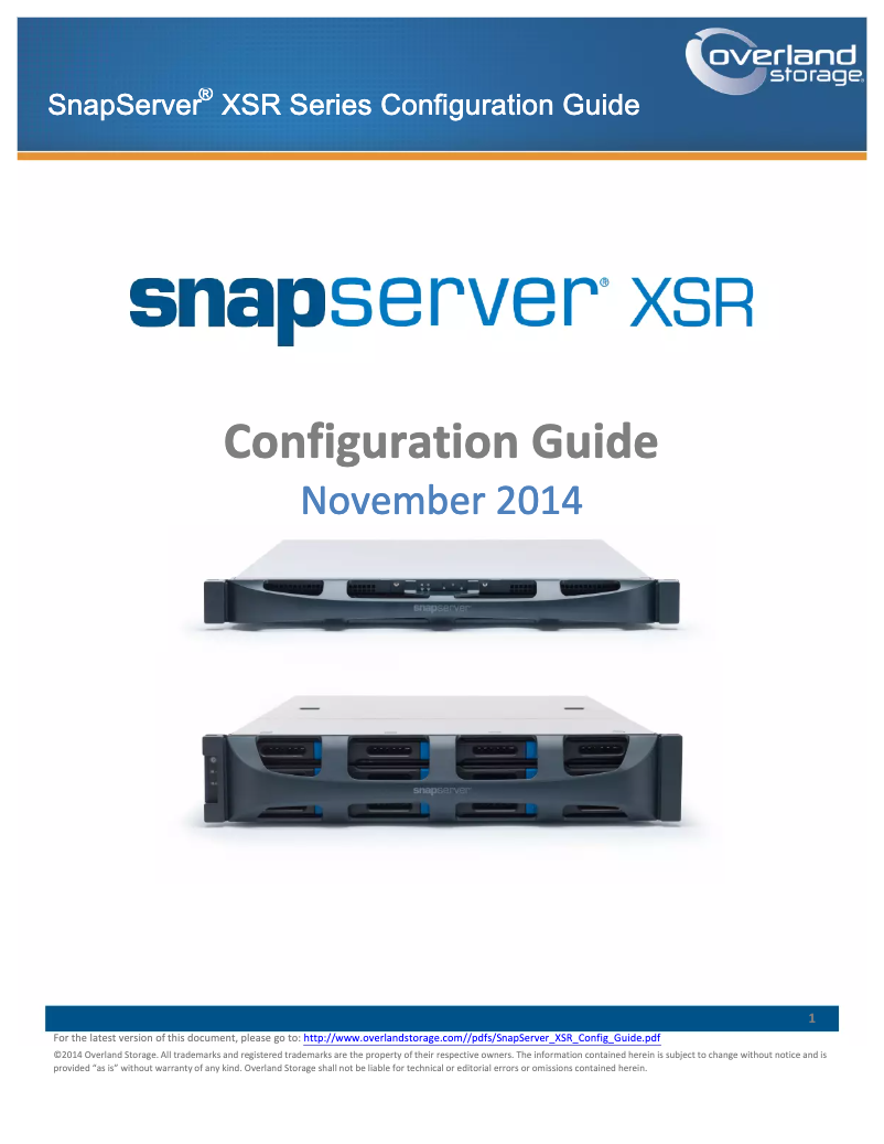 Page 1 de la notice Manuel utilisateur Overland Storage SnapServer XSR 120
