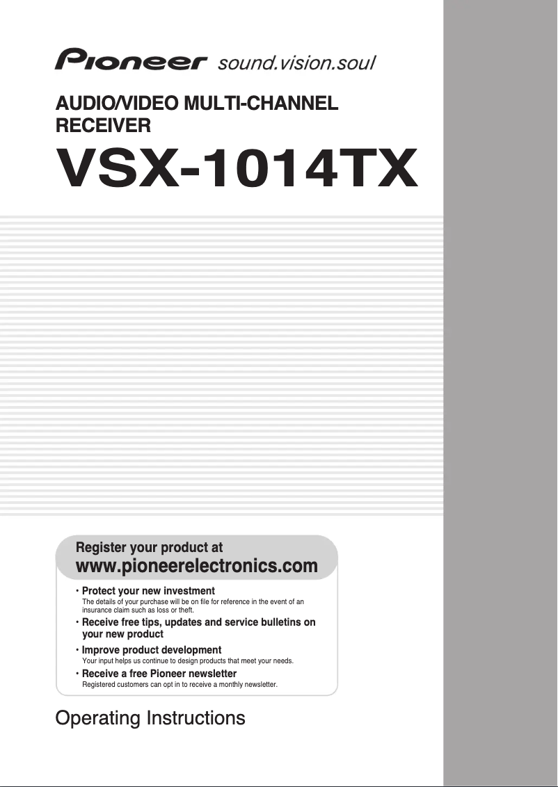 Image de la première page du manuel de l'appareil VSX-1014TX