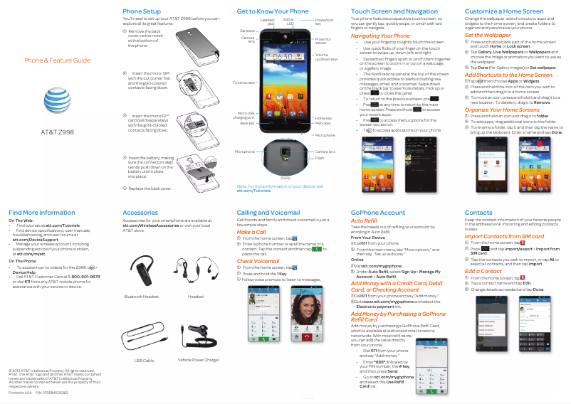Page 1 de la notice Manuel utilisateur ZTE Z998