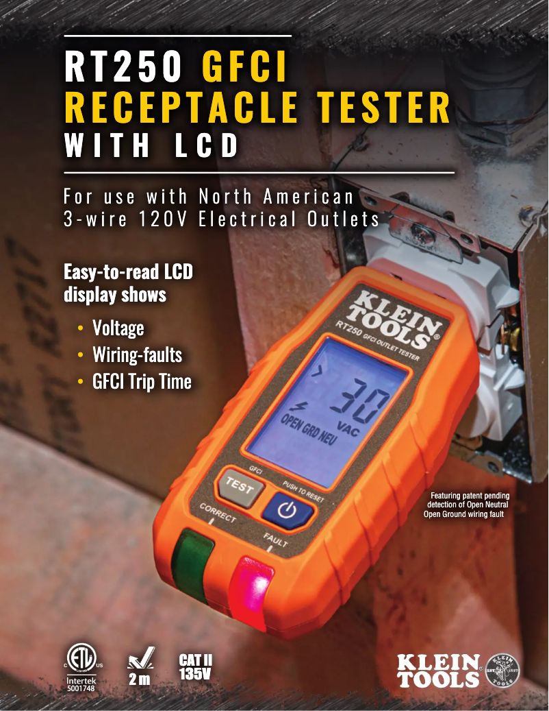 Page 1 de la notice Brochure Klein Tools RT250