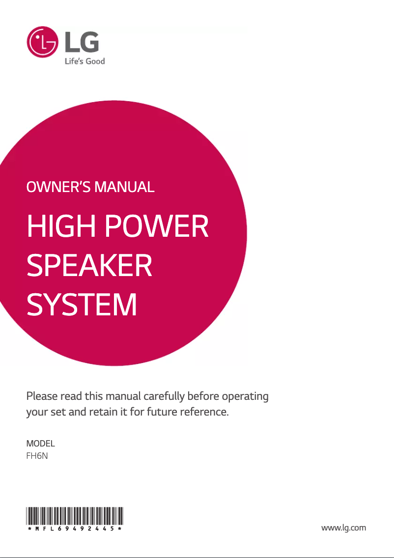 Page 1 de la notice Manuel utilisateur LG FH6N