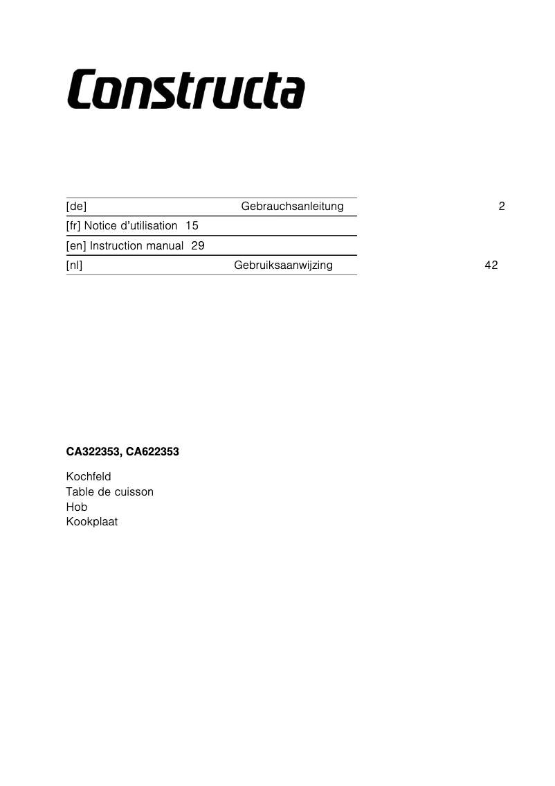 Image de la première page du manuel de l'appareil CA622353