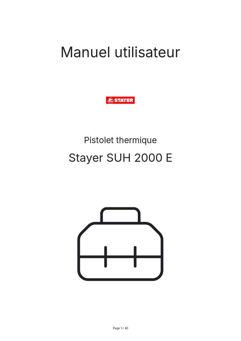 Image de la première page du manuel de l'appareil SUH 2000 E