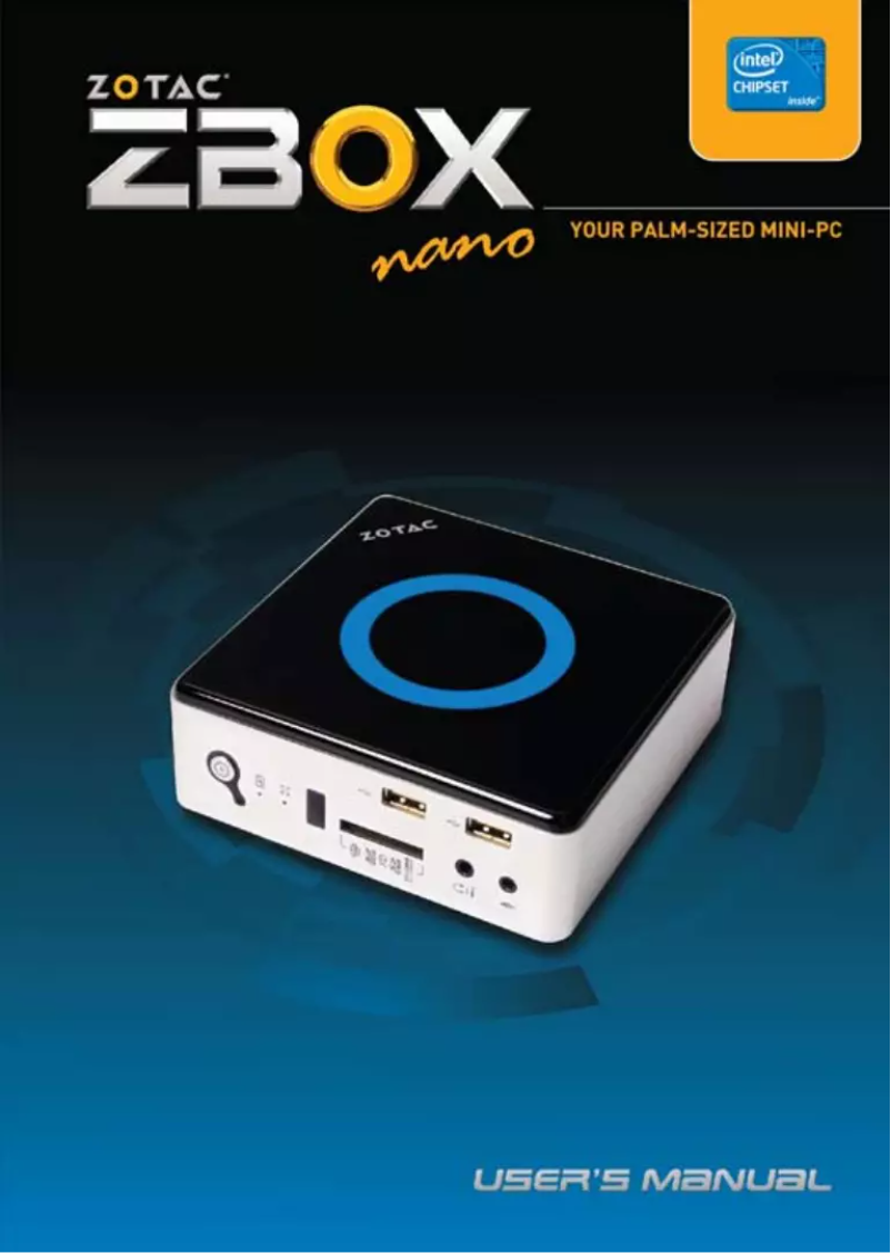 Page 1 de la notice Manuel utilisateur Zotac ZBOX nano ID63 Plus